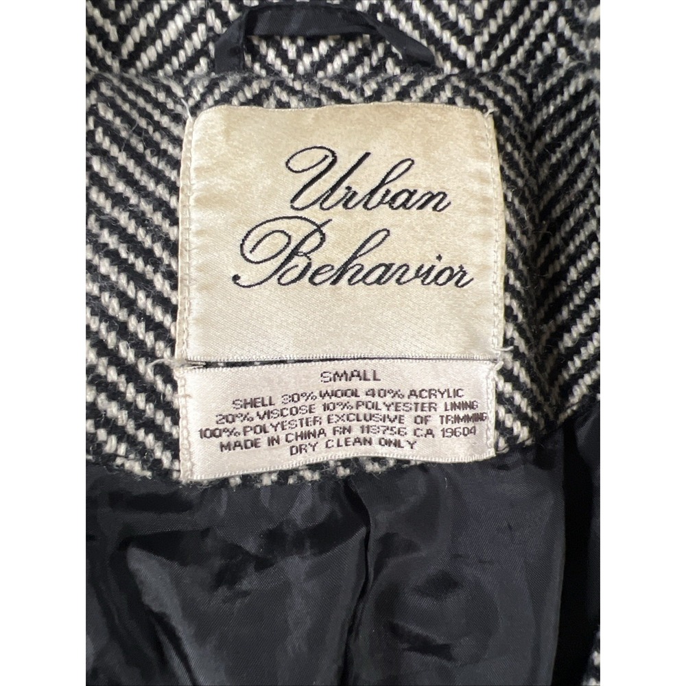 Urban Behavior Herringbone Wool Blend Trench Coat Jacket Grey / Brown Size Small - Picture 4 of 9